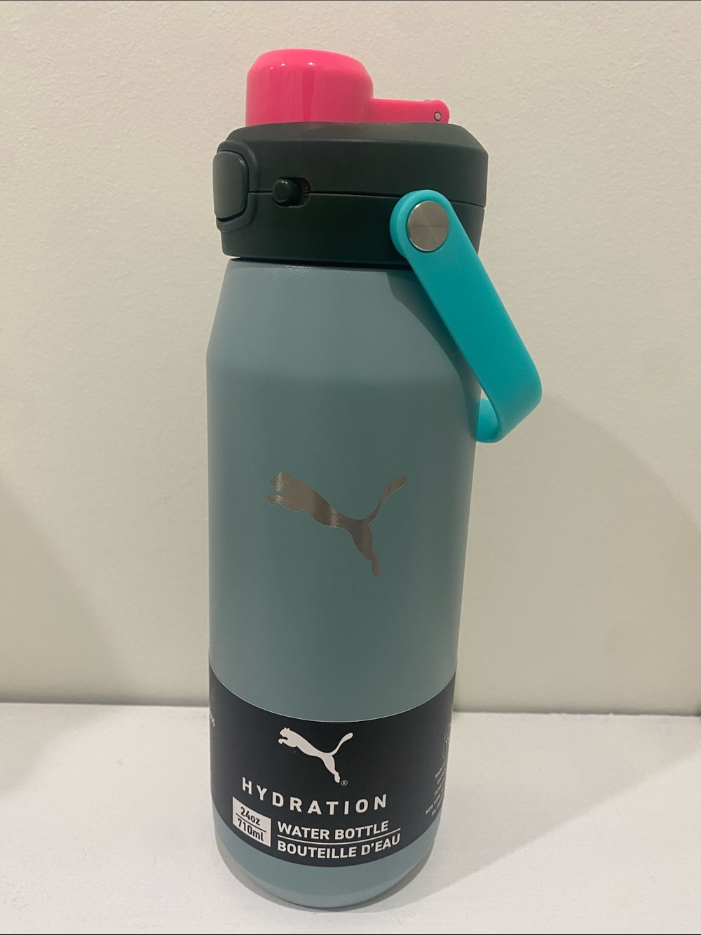Puma Matte Teal Bottle with Pink Lid and Teal Handle BNWT